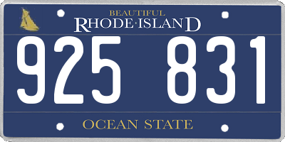 RI license plate 925831