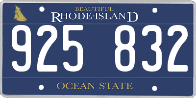 RI license plate 925832