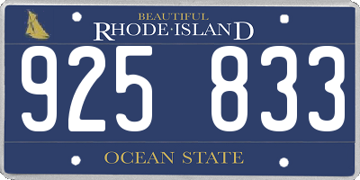 RI license plate 925833