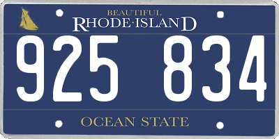 RI license plate 925834