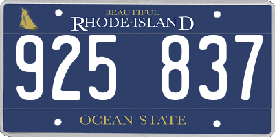RI license plate 925837