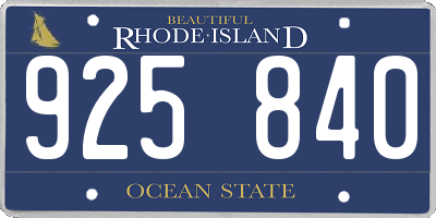 RI license plate 925840