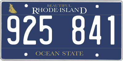 RI license plate 925841