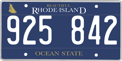 RI license plate 925842