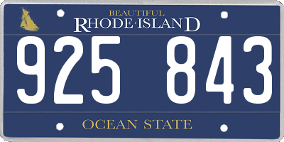RI license plate 925843