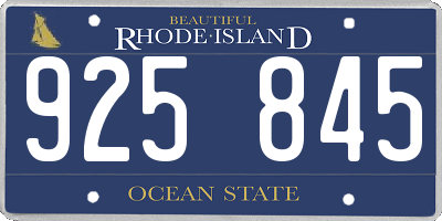 RI license plate 925845