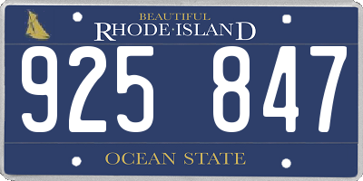 RI license plate 925847