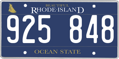 RI license plate 925848