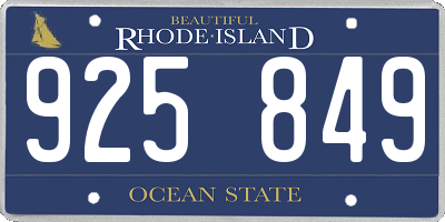 RI license plate 925849