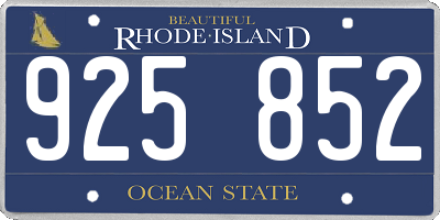 RI license plate 925852