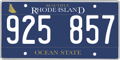 RI license plate 925857