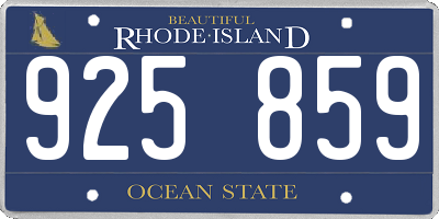 RI license plate 925859