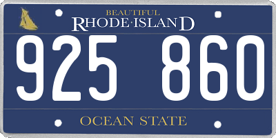 RI license plate 925860