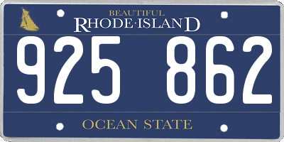 RI license plate 925862