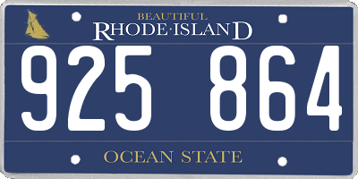 RI license plate 925864