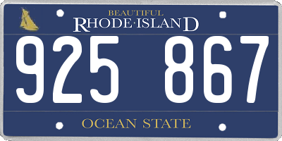 RI license plate 925867