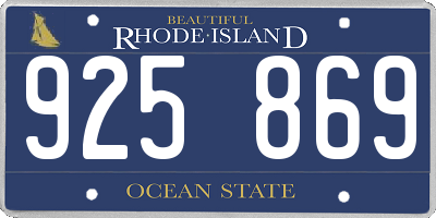 RI license plate 925869