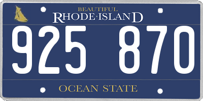 RI license plate 925870