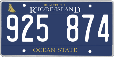 RI license plate 925874