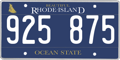 RI license plate 925875