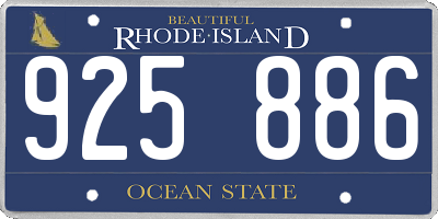 RI license plate 925886