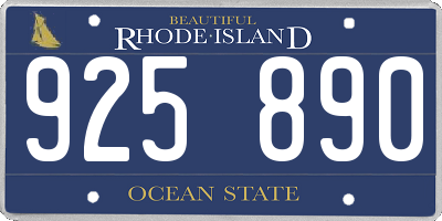 RI license plate 925890