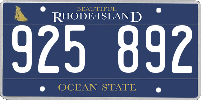 RI license plate 925892