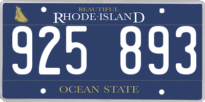 RI license plate 925893