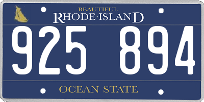RI license plate 925894