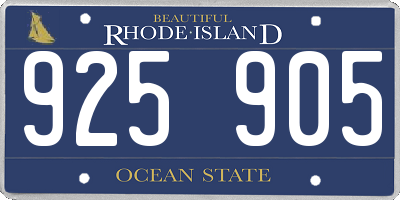 RI license plate 925905