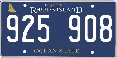 RI license plate 925908