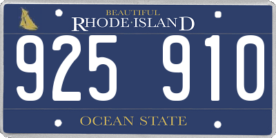 RI license plate 925910