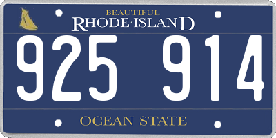 RI license plate 925914
