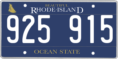 RI license plate 925915