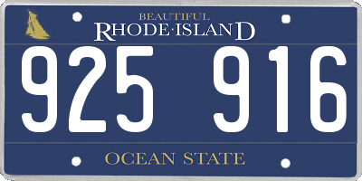 RI license plate 925916