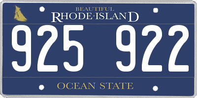 RI license plate 925922