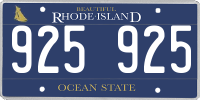 RI license plate 925925