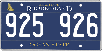 RI license plate 925926