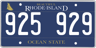 RI license plate 925929