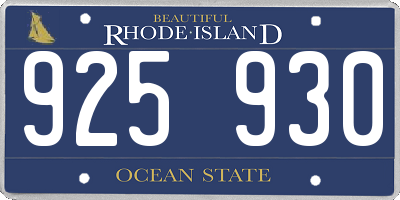 RI license plate 925930