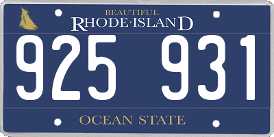 RI license plate 925931