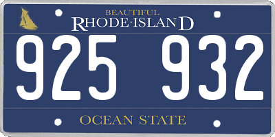 RI license plate 925932