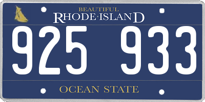 RI license plate 925933