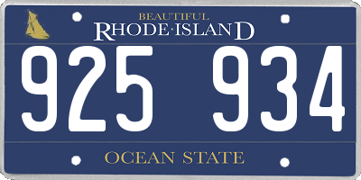 RI license plate 925934