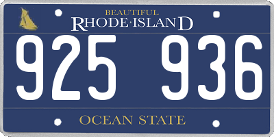 RI license plate 925936