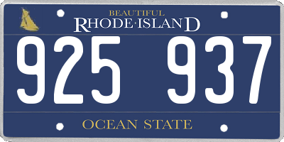 RI license plate 925937
