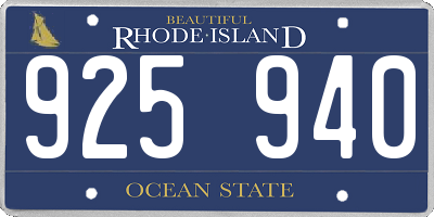 RI license plate 925940