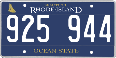 RI license plate 925944