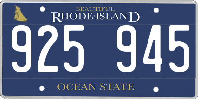 RI license plate 925945