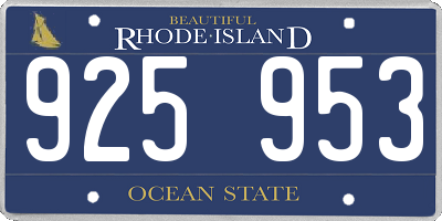 RI license plate 925953